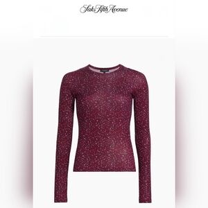 rag & bone Shaw Crewneck Long-Sleeve Sweater Burgundy Multi XL New